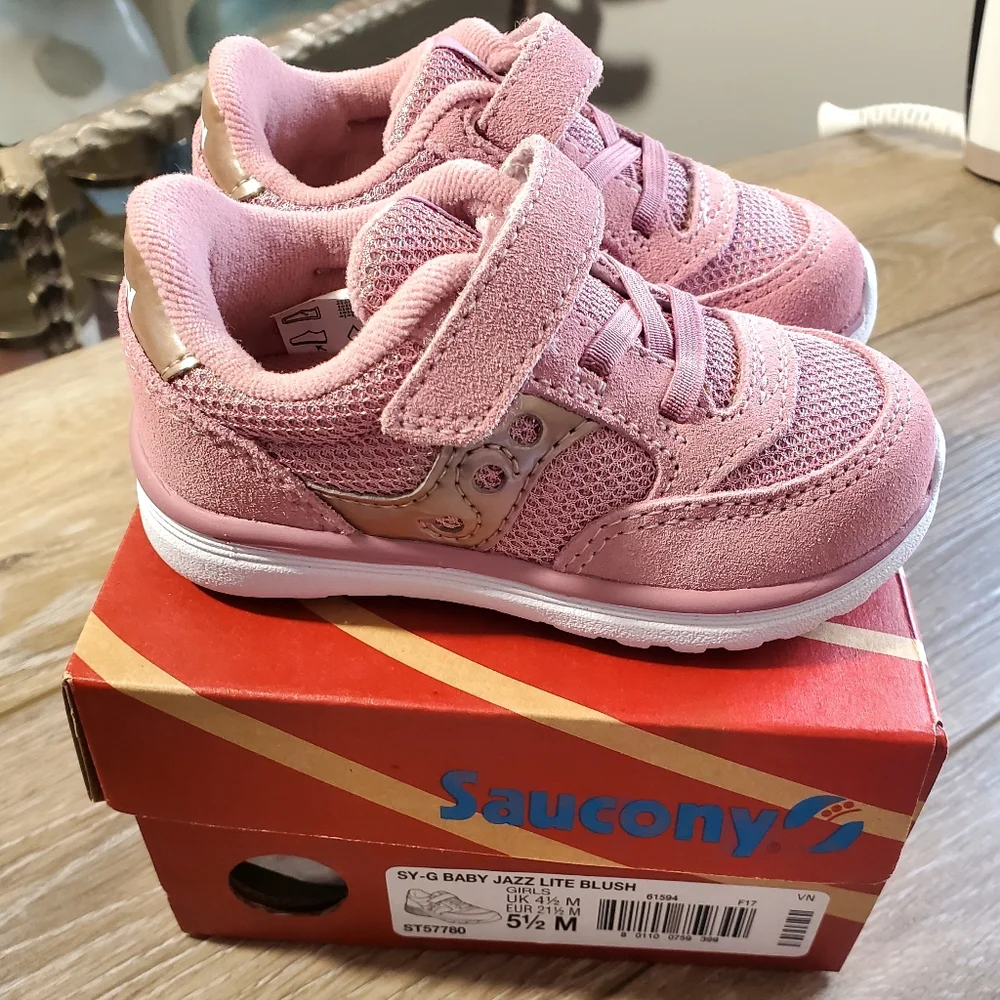Saucony Kids' Jazz Lite Pink Blush Sneakers Suede Size 5 1/2